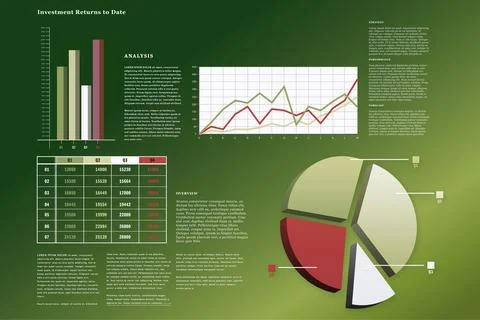 Business interface with graphs and data Stock Illustration