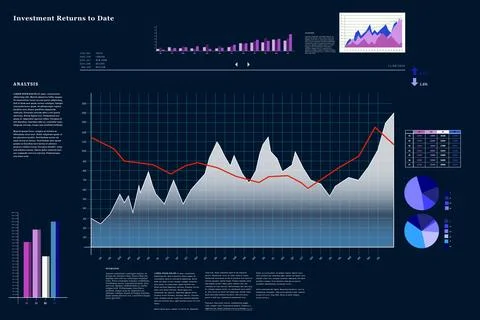 Business interface with graphs and data 스톡 일러스트
