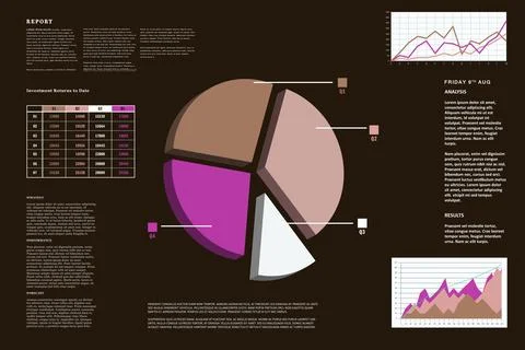 Business interface with graphs and data Illustrazione stock