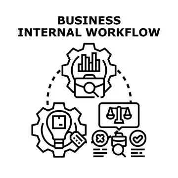 Business internal workflow process management concept diagram Ilustração Stock
