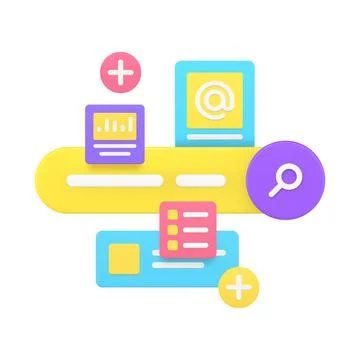 Business internet data browsing online searching information work analyzing 3 Stock Illustration