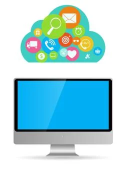 Business Internet for  Different Electronic Devices Concept. Vec Stock Illustration