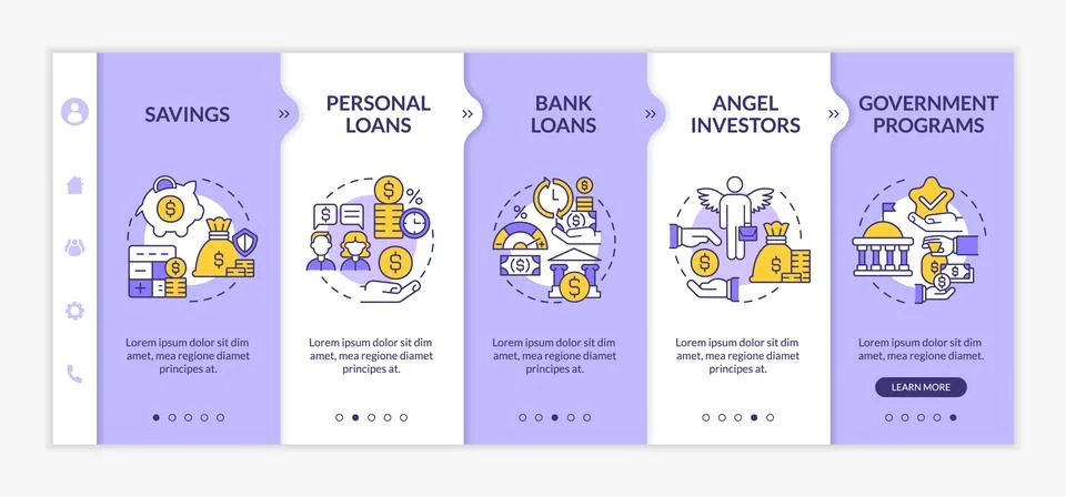 Business investing program onboarding vector template Illustrazione stock