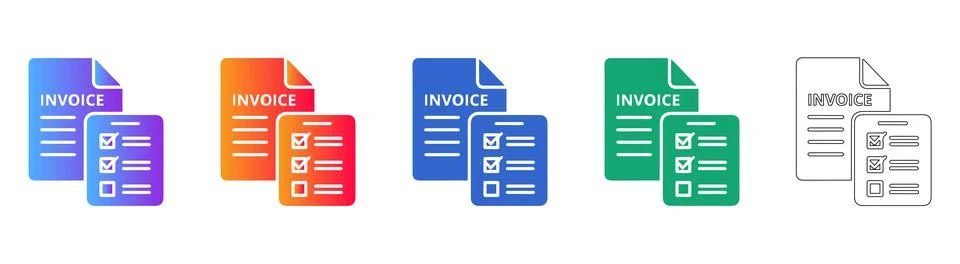 Business Invoice and Document Checklist Icons Stockillustratie