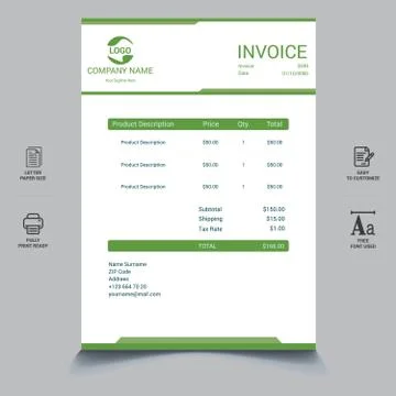 Business invoice template design Vector Stock Illustration