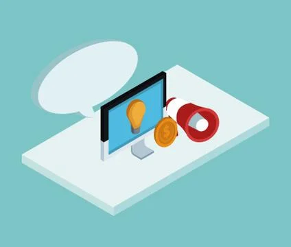 Business isometric elements Stock Illustration