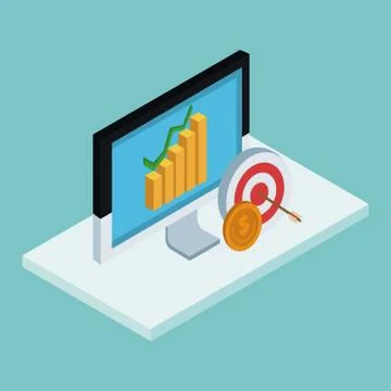 Business isometric elements Stock Illustration