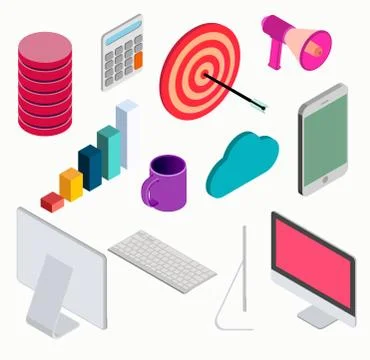 Business isometric elements set . vector イラスト素材