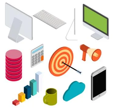 Business isometric elements set . vector illustration 스톡 일러스트