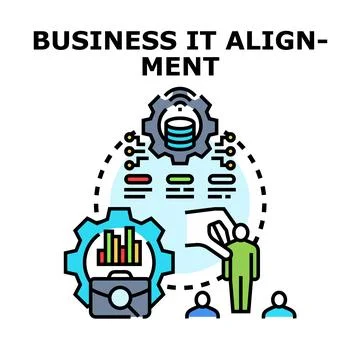 Business it alignment integrating technology and human resources Stock Illustration