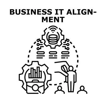 Business it alignment integrating technology and human resources Stock Illustration