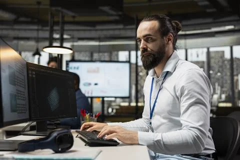 Business IT analyst using AI digital tools and deep learning models Stock-Fotos