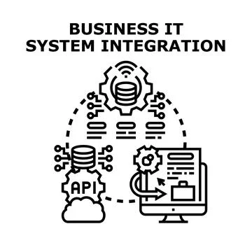Business it system integration connecting applications and data Stock Illustration