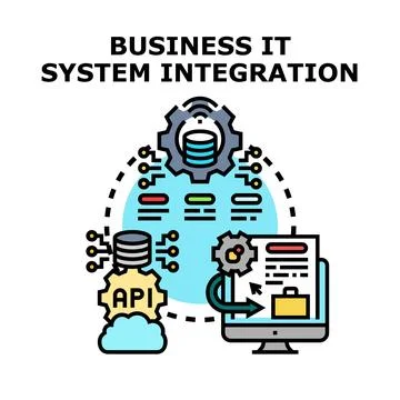 Business it system integration connecting applications and data Stock Illustration