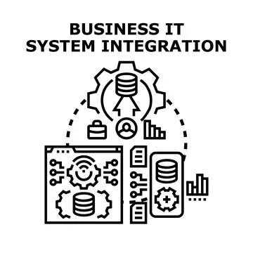 Business it system integration managing data processes Stock Illustration