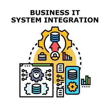 Business it system integration managing data processes Stock Illustration
