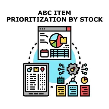 Business item prioritization analyzing stock level data Stock Illustration