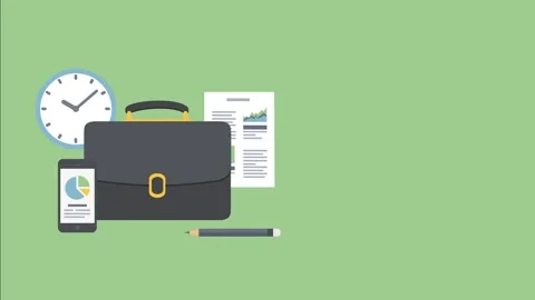 Business items flat icon animation Stock Footage 243061440