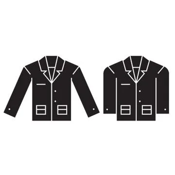Business jacket black vector concept icon. Business jacket flat illustration Stock Illustration