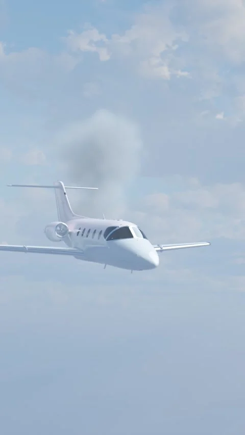 Business jet flight in cloudy sky Stock Footage 300023491
