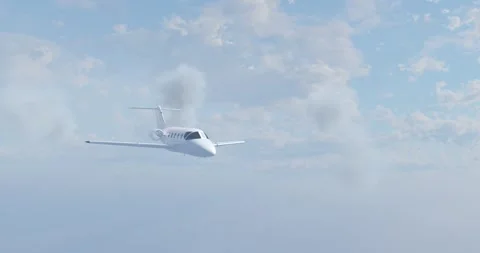 Business jet flight in cloudy sky Video stock 300023859