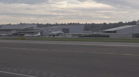 Business Jet Landing Stock Footage 44348718