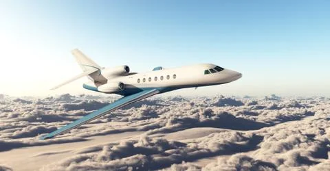 Business jet over the clouds Stock Illustration