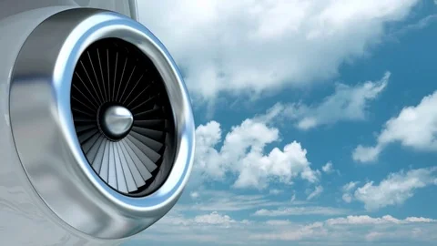 Business jet plane engine against the blue cloudy sky Video stock 79584742