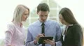 The business (job) collective meeting: man and women, close up HD Footage