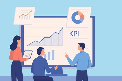 Business KPI Dashboard Data Analysis and Reporting Performance Metrics Review Stock Illustration