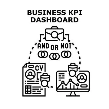 Business kpi dashboard measuring performance strategy Stock Illustration