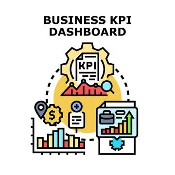 Business kpi dashboard presenting data analysis concept Stock Illustration