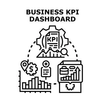 Business kpi dashboard presenting data analysis concept Stock Illustration