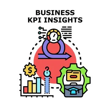 Business kpi insights developing performance analytics strategy Illustrazione stock