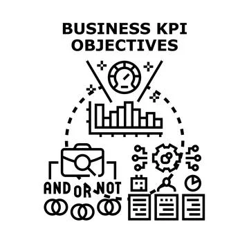 Business kpi objectives achieving strategy development concept Stock Illustration