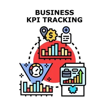 Business kpi tracking process for performance optimization Stock Illustration