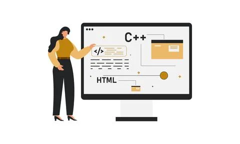 Business Lady Explaining Web programming Stock Illustration