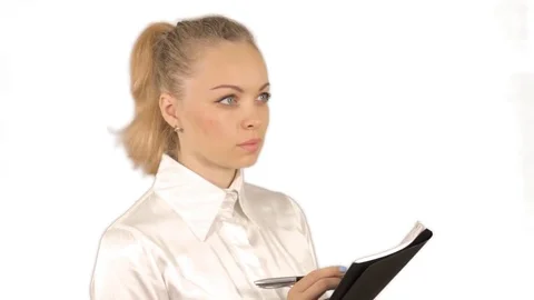 Business lady making notes of necessary information 스톡 동영상 78483910