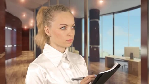 Business lady making notes of necessary information Stock Footage 78483945