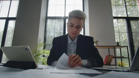 Business lady preparing to final rounds of conference with partners Stock Footage 259394876