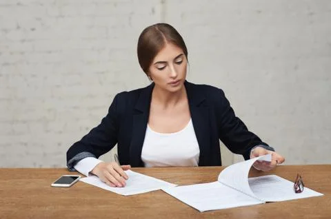 Business lady reading data Stock Photos