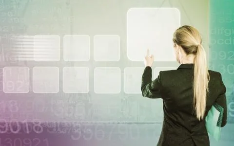 Business lady touching digital interface 스톡 사진
