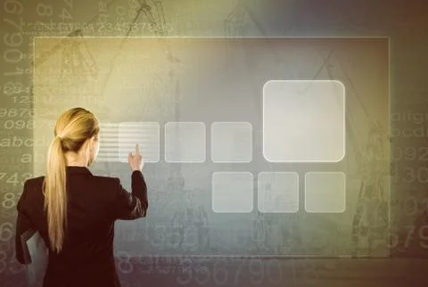 Business lady touching digital interface 스톡 사진