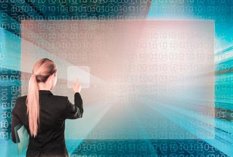 Business lady touching digital interface 스톡 사진