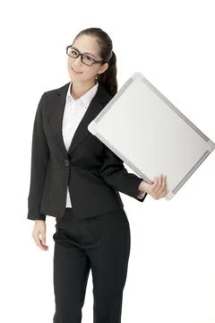 Business lady with white board Stock Photos