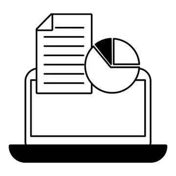 Business laptop report chart document Stock Illustration
