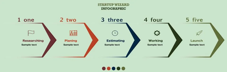 Business launching process master wizard illustration template 스톡 일러스트
