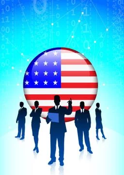 Business leader with American Internet Button Stock Illustration