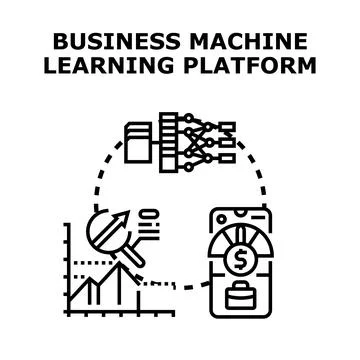 Business learning platform icon optimizing digital strategy analysis Stock Illustration