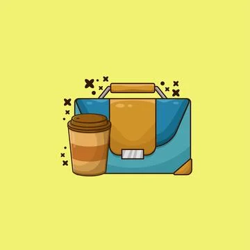 Business Leather Case with Coffee Vector Illustration Stock Illustration